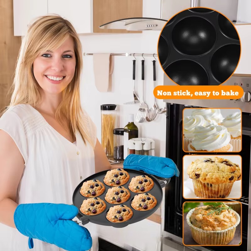 7-Cavity Aluminum Mold for Pan - огляд і ціна Takoyaki Grill Plate