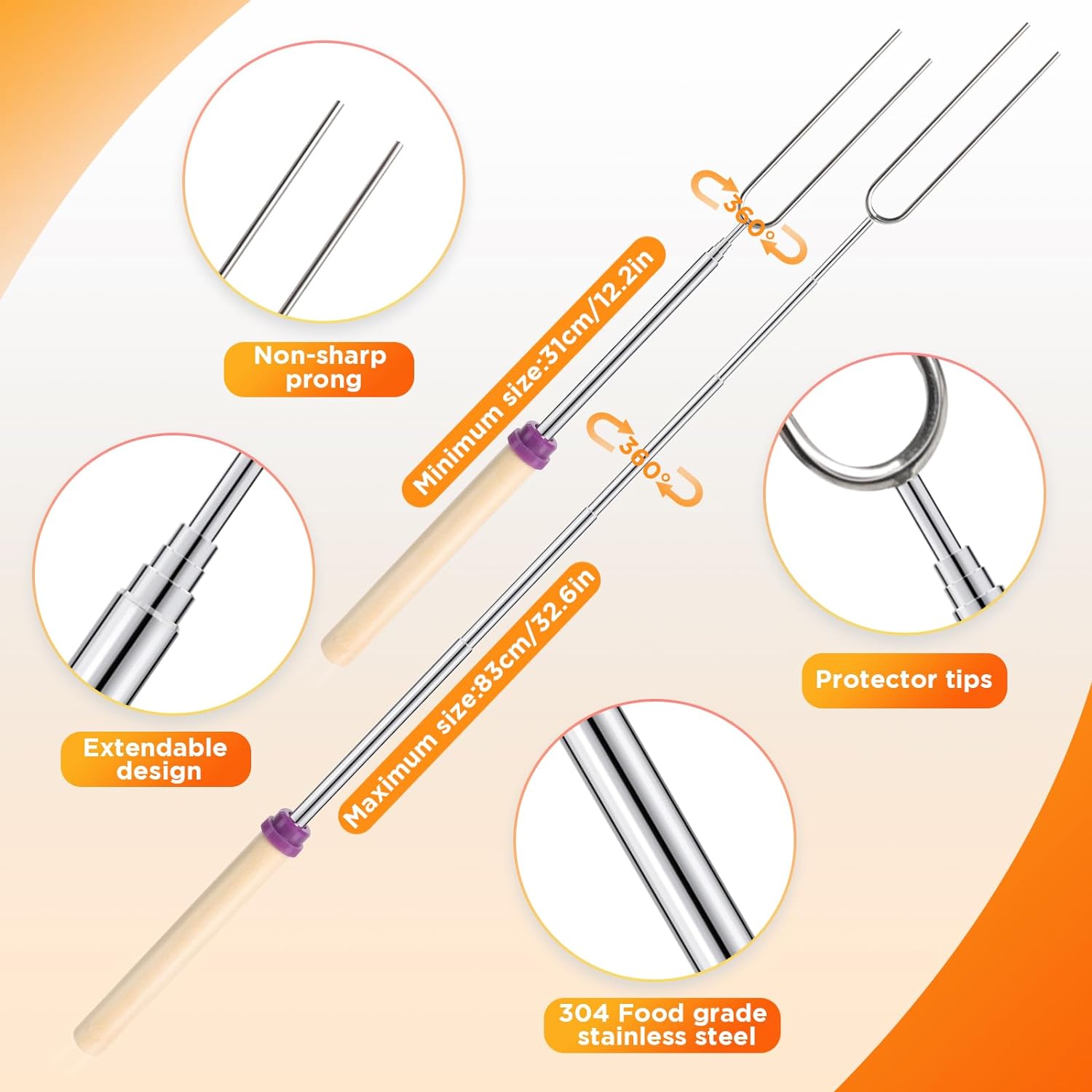 6Pcs Stainless Steel Telescopi - огляд і ціна Corn Dog Stick